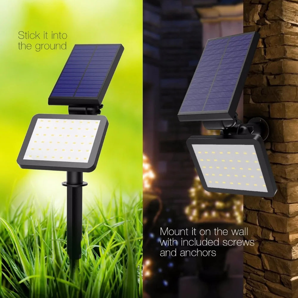 Warm White Solar Spotlights 50 LED Outdoor Landscape Wall Light