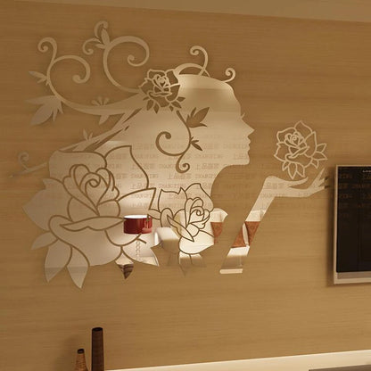 Flower Fairy Acrylic Mirror Wall Stickers