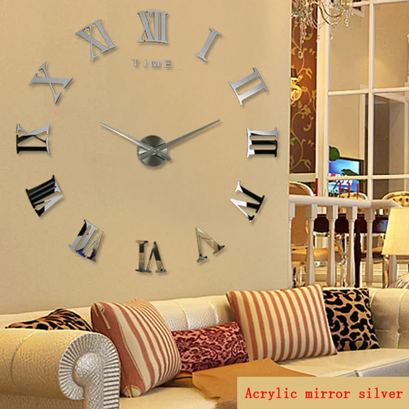 New Home Decor Large Clock Roman Mirror