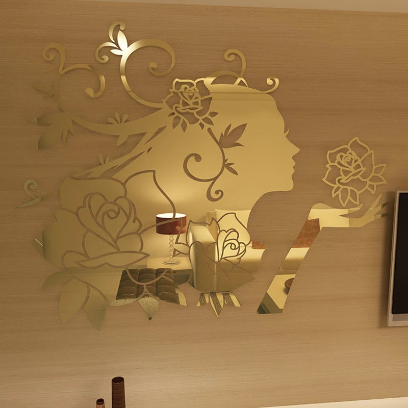 Flower Fairy Acrylic Mirror Wall Stickers