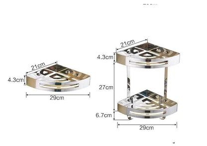 Wall Mounted Corner Shelf Gold Stainless Steel