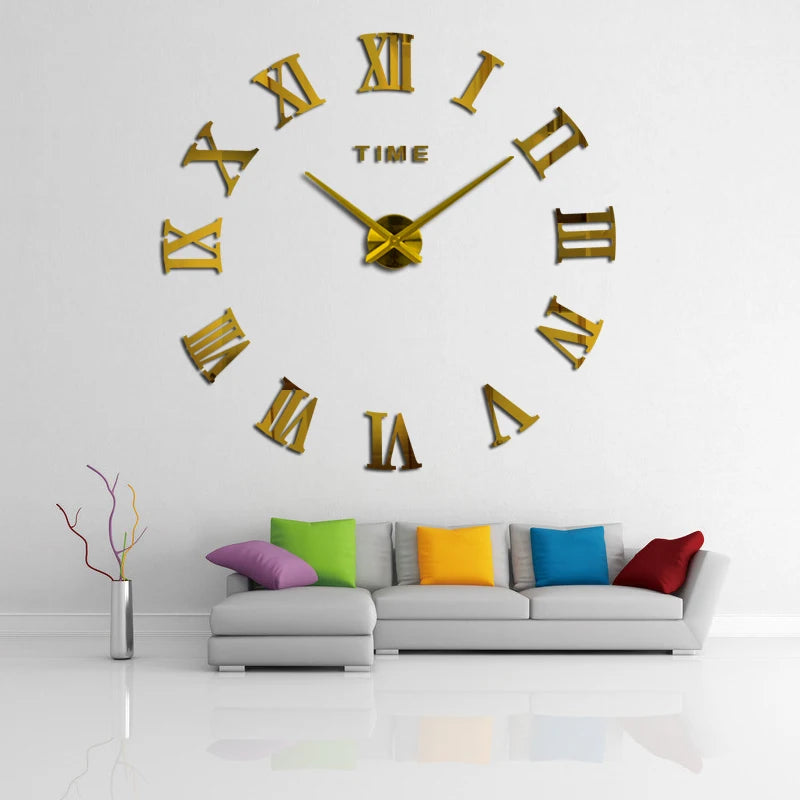 New Home Decor Large Clock Roman Mirror