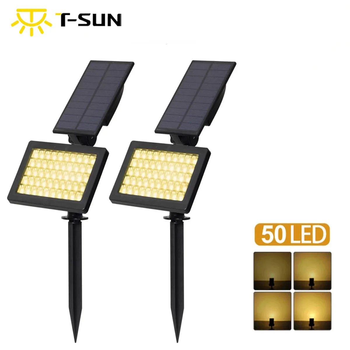 Warm White Solar Spotlights 50 LED Outdoor Landscape Wall Light