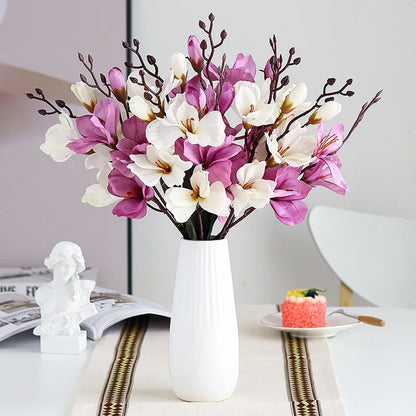 Artificial Orchid 5 Fork Magnolia Bouquet