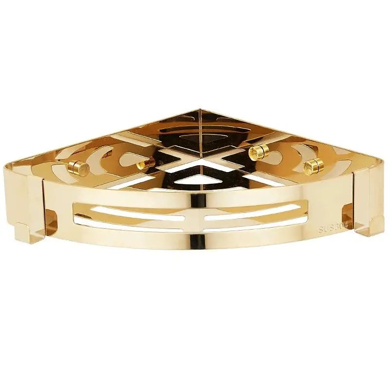 Wall Mounted Corner Shelf Gold Stainless Steel