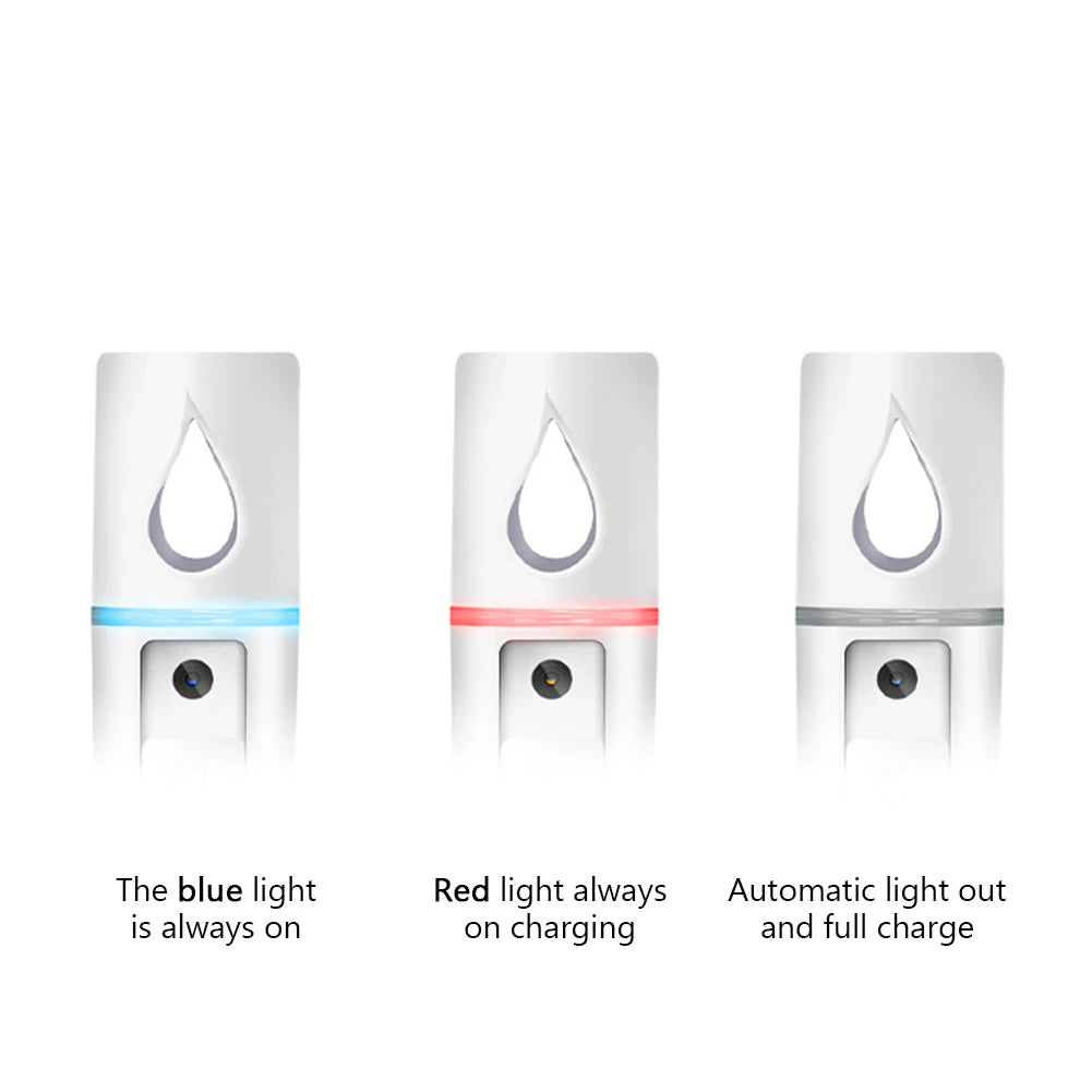 Facial Face Humidifier Beauty Instrument USB Rechargeable Mini Nano Facial Steamer Cool Mist Face Atomizer with Mirror