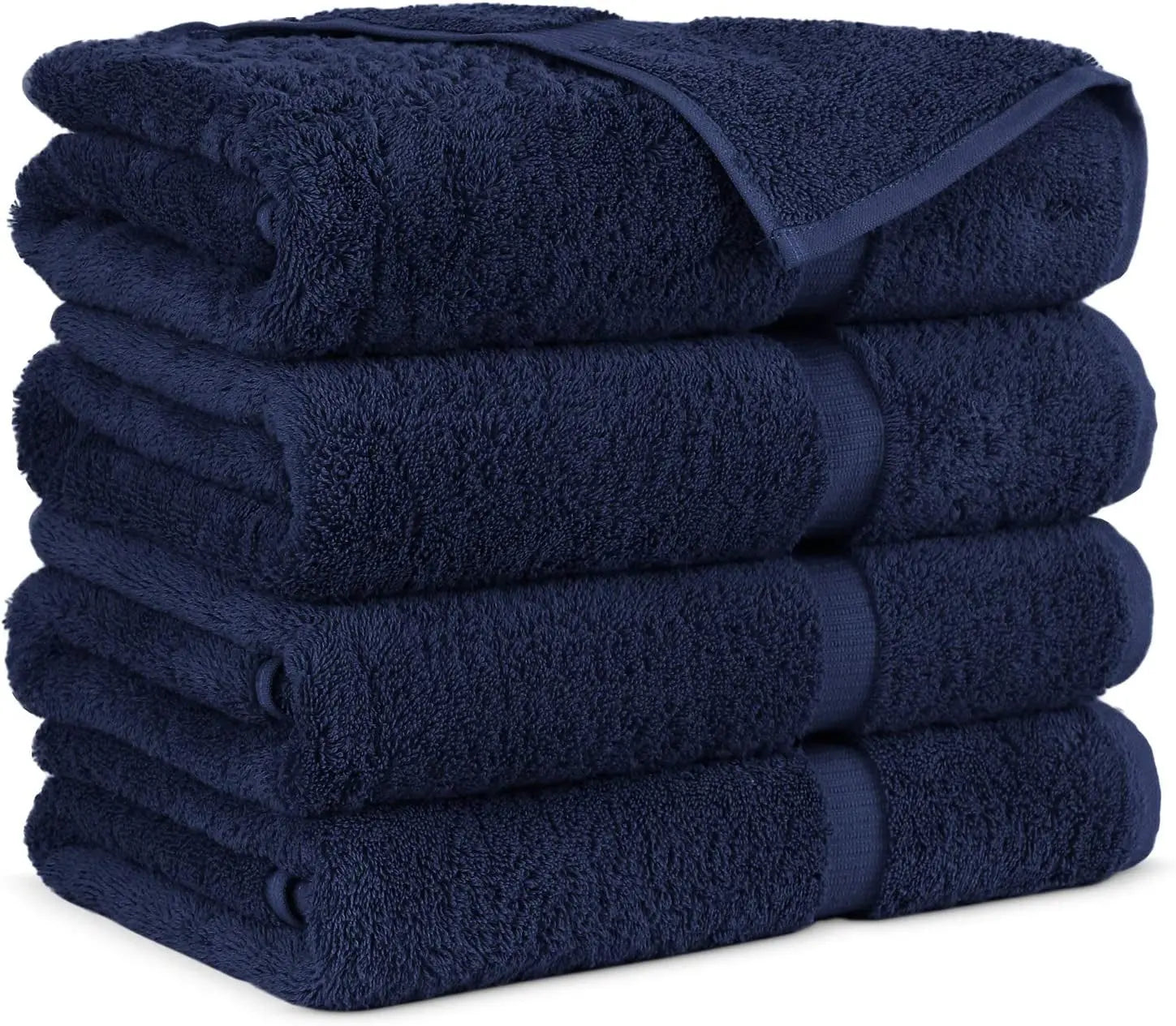 Premium Turkish Cotton Super Soft and Absorbent Towels (4-Piece Bath Towels, Navy Blue)