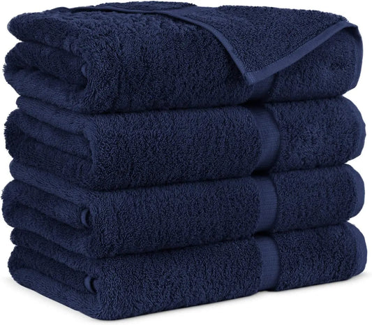 Premium Turkish Cotton Super Soft and Absorbent Towels (4-Piece Bath Towels, Navy Blue)