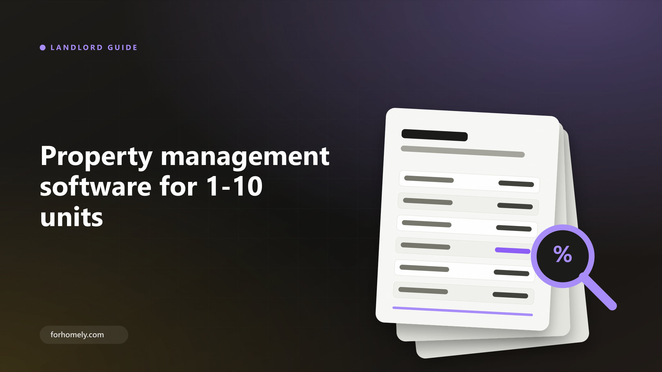 Illustration of stacked documents and a checklist representing property management software