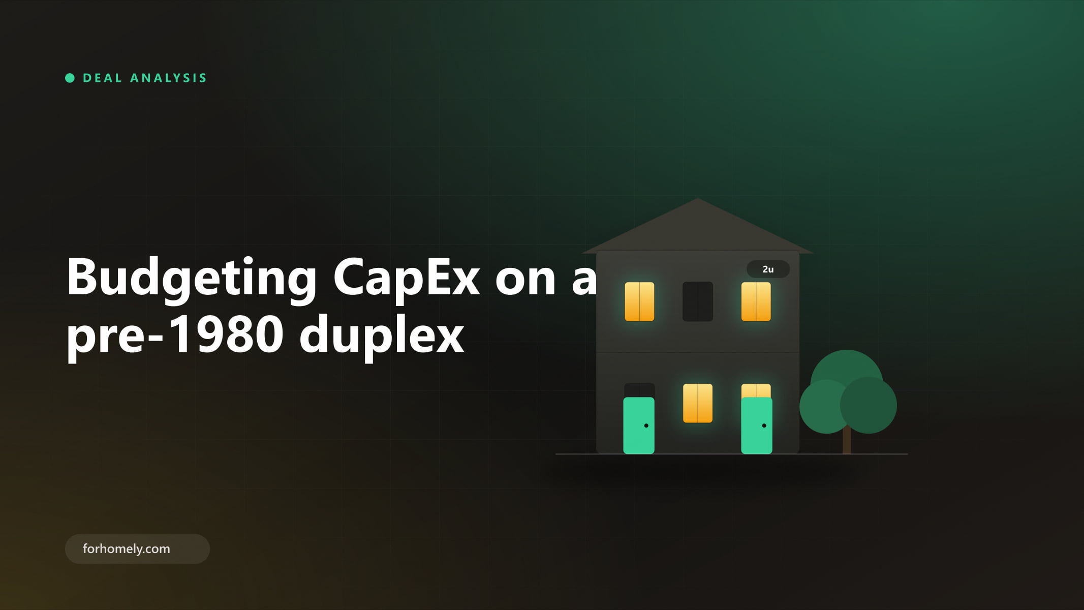 Illustration of a two-unit building with a checklist, representing capital expenditure planning
