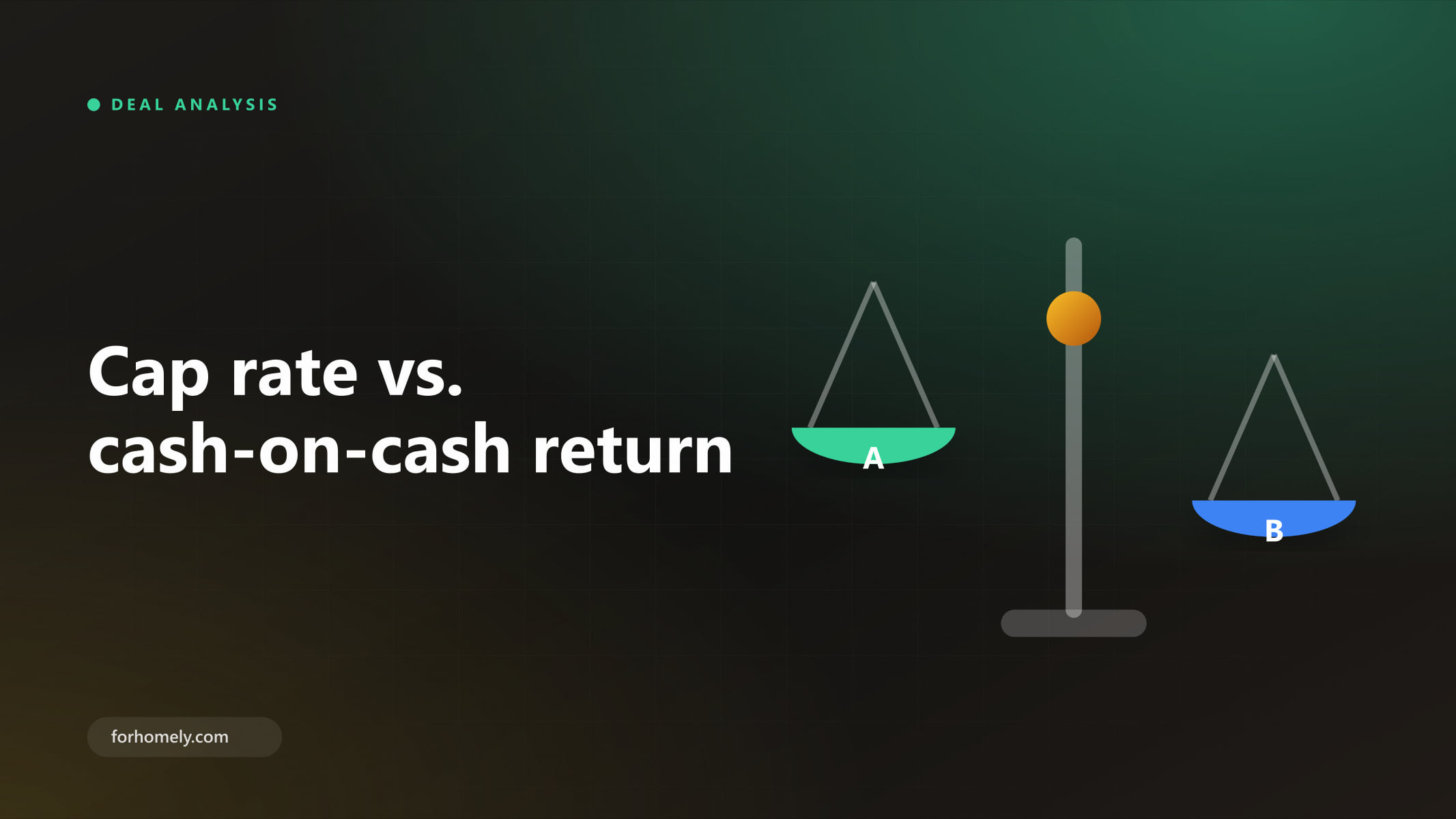 Illustration of a balance scale weighing two investment metrics