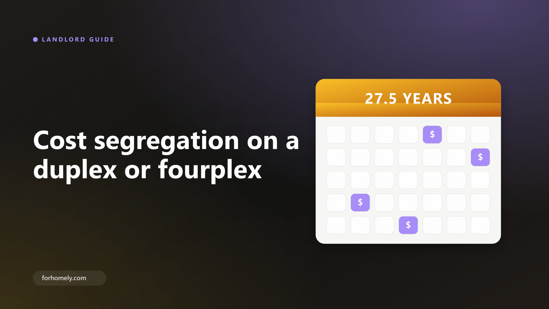 Illustration of a calendar labeled 27.5 years with highlighted days, representing accelerated depreciation