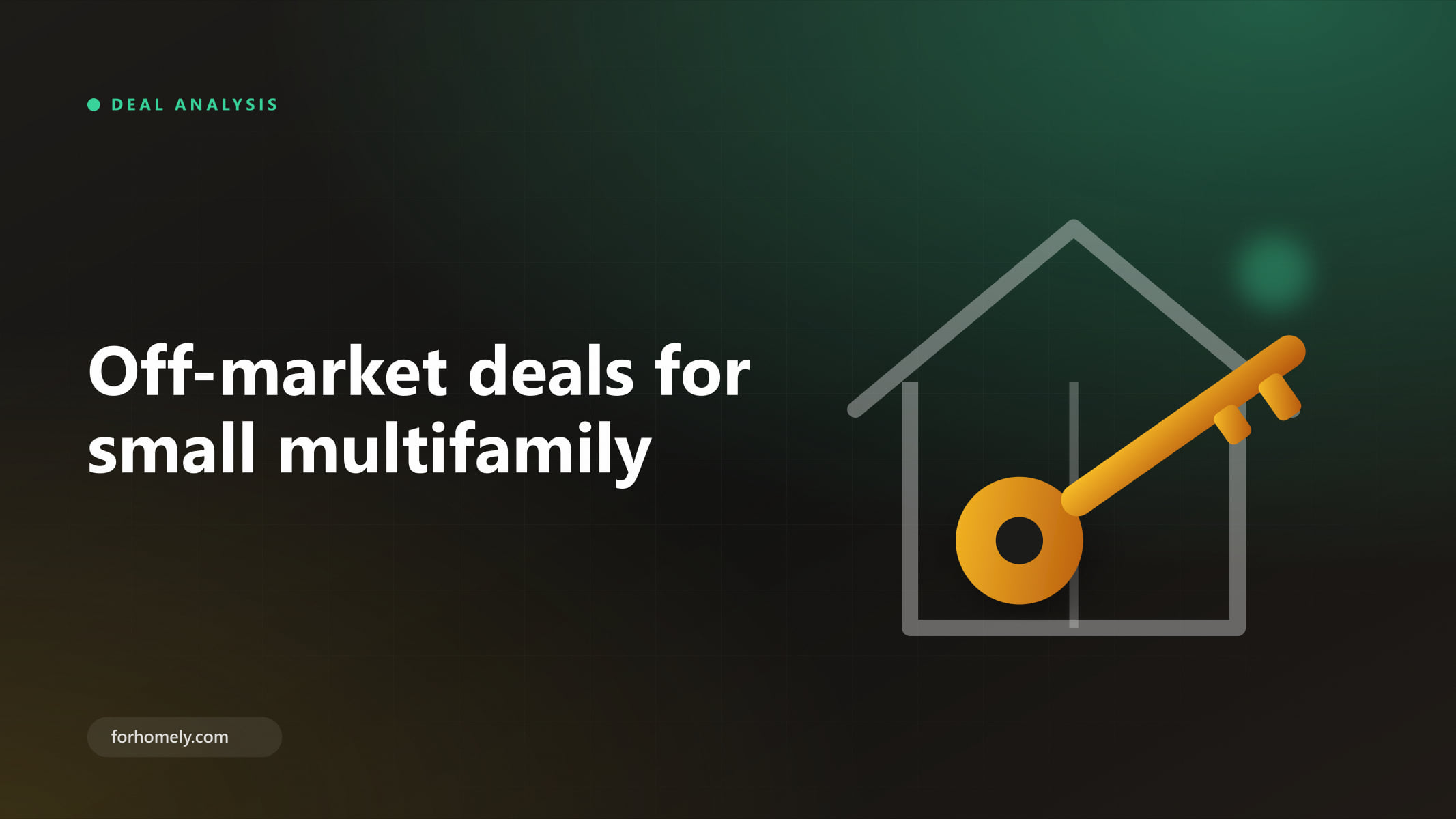 Illustration of a golden key over a two-unit house outline, representing off-market deal flow