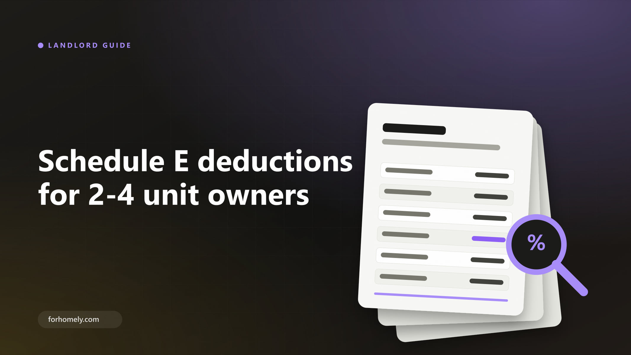 Illustration of financial documents with a highlighted percentage, representing Schedule E deductions